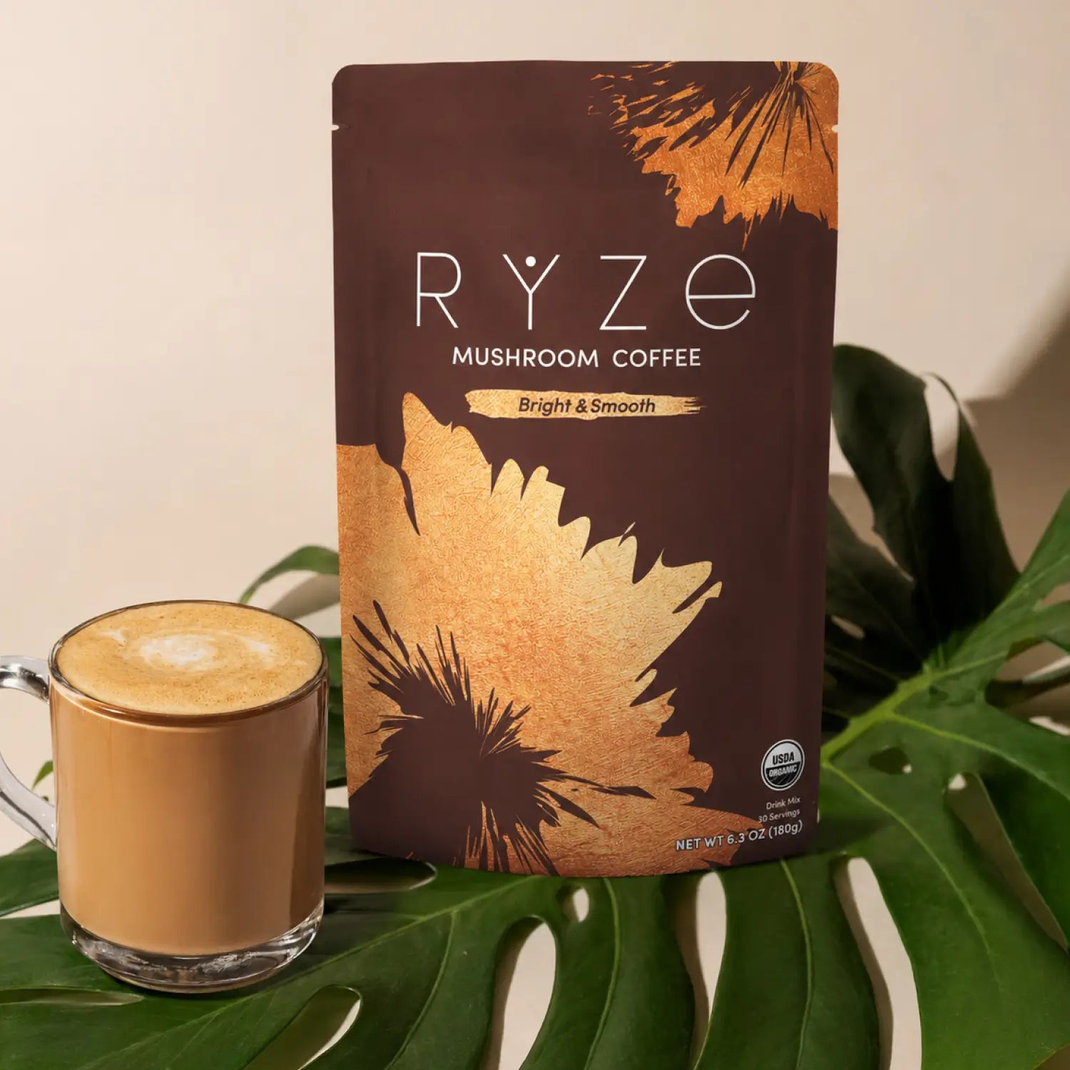 RYZE Mushroom Coffee — Organic Instant Coffee with Cordyceps & Reishi, 30 Servings Q2