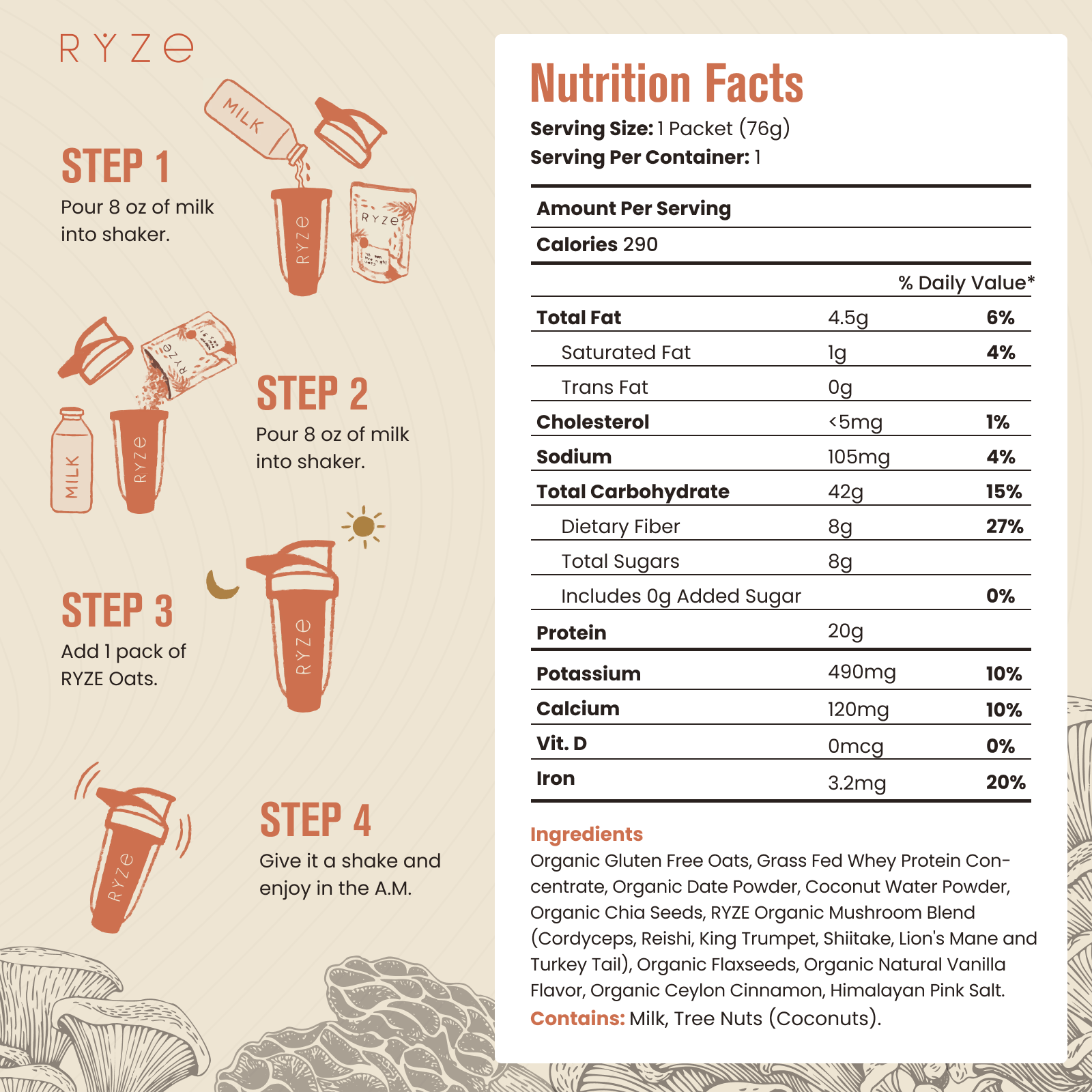 Mushroom Overnight Oats Pack (14 Servings) S0