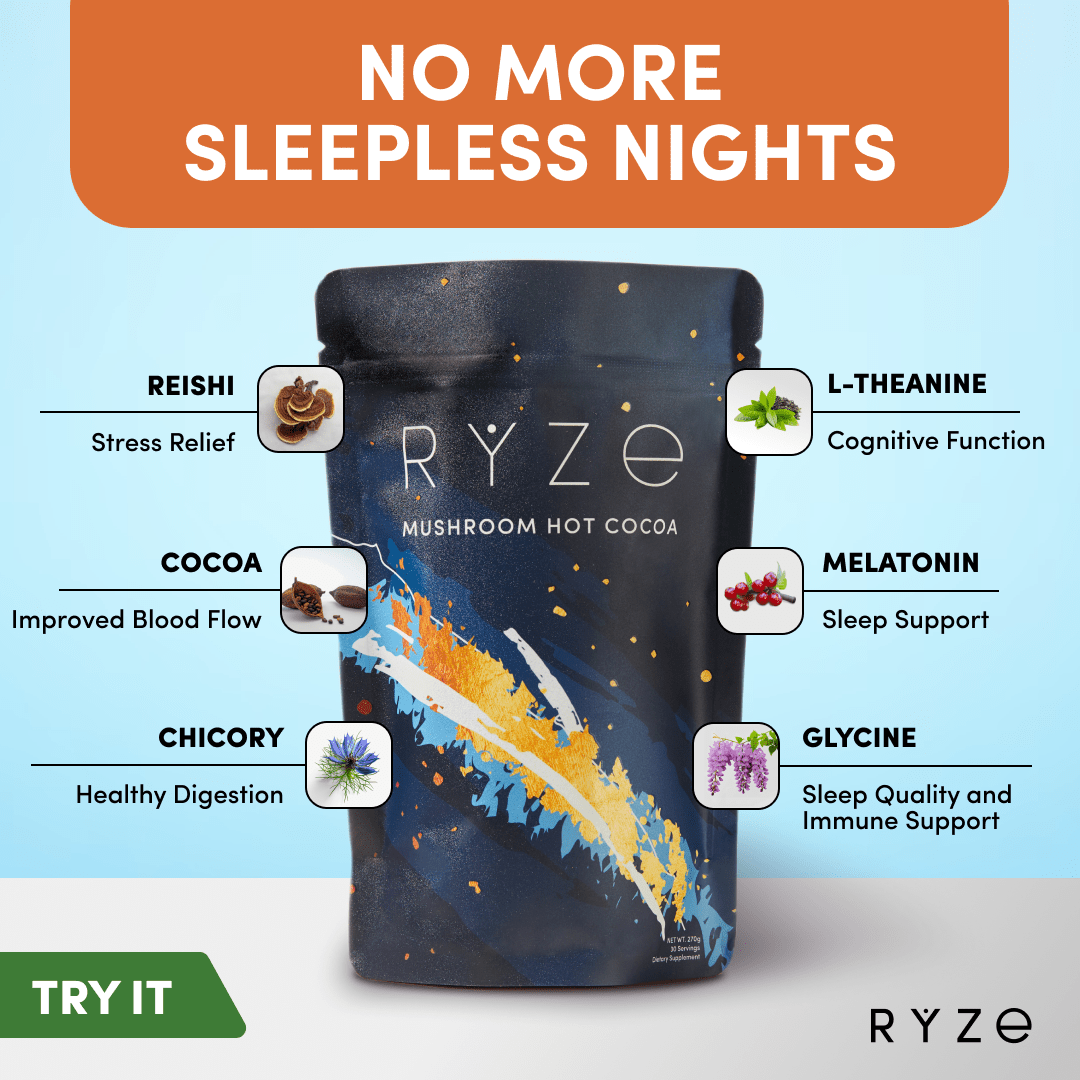 RYZE Hot Cocoa - with 6 Sleep Superfoods to Help Fall Asleep and Stay Asleep T7