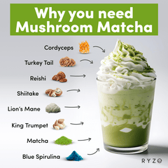 RYZE Mushroom Matcha - with 6 Organic Adaptogenic Mushrooms Grown In USA and Ceremonial-Grade Japanese Matcha P7