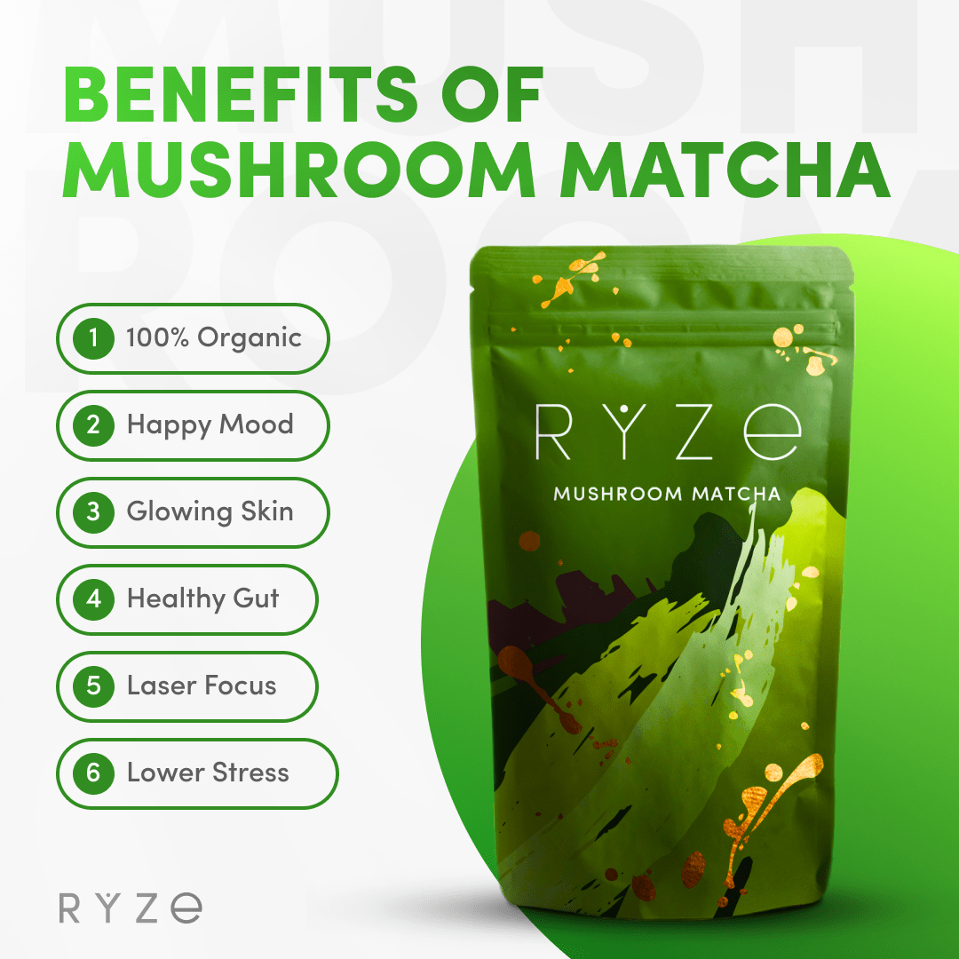 RYZE Mushroom Matcha - with 6 Organic Adaptogenic Mushrooms Grown In USA and Ceremonial-Grade Japanese Matcha P7