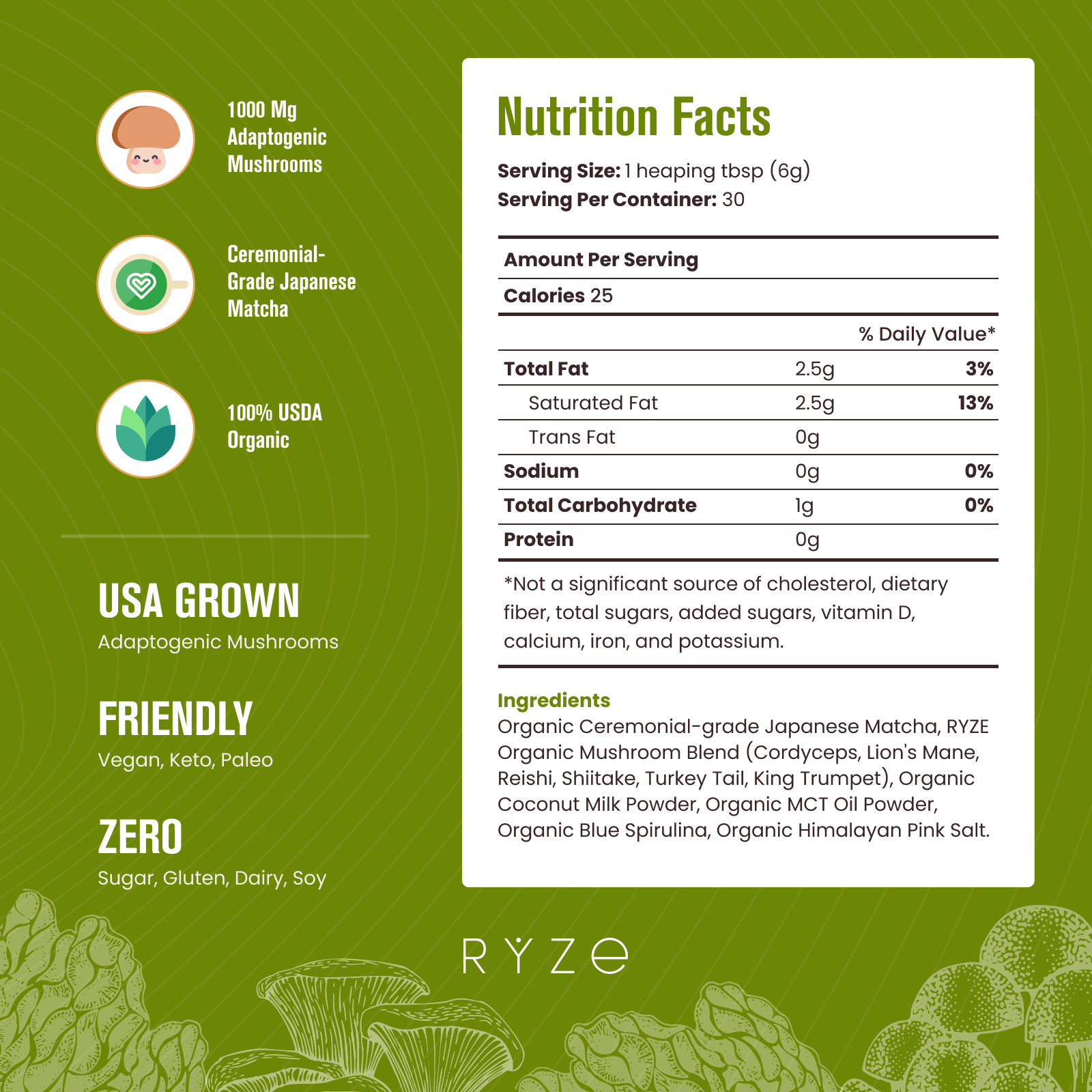RYZE Organic Mushroom Matcha Starter Kit (60 servings) A7